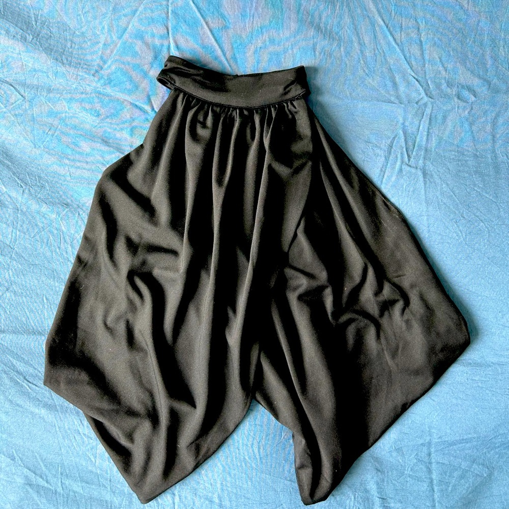 Superdown black high neck rouched draped crop top XXS